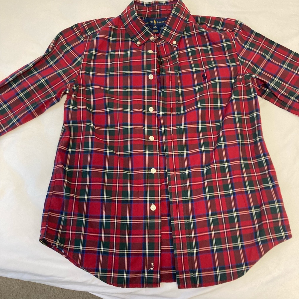 Big Boys Plaid Poplin Shirt size 10-12